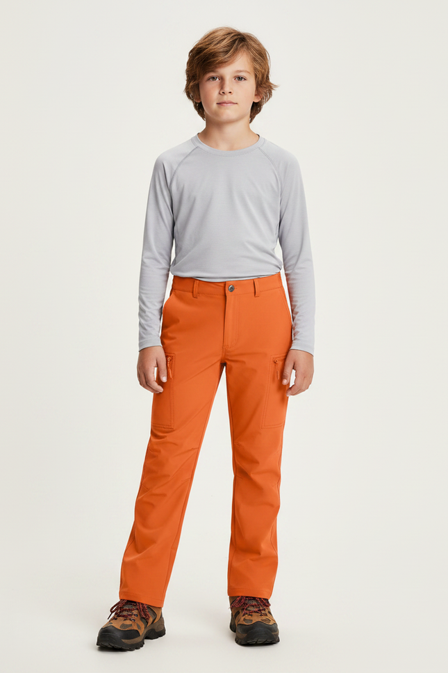 Pantalon Randonnée Orange Léger Cargo Multi-poches - Polyester