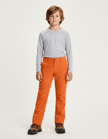 Pantalon Randonnée Orange Léger Cargo Multi-poches - Polyester