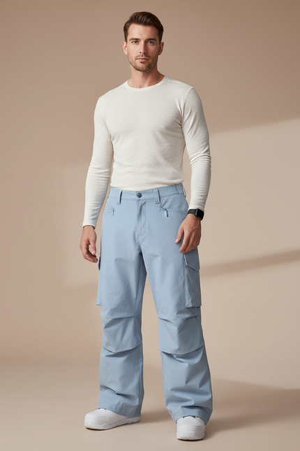 Pantalon Randonnée Bleu Cargo Ample Imperméable Homme - Polyester