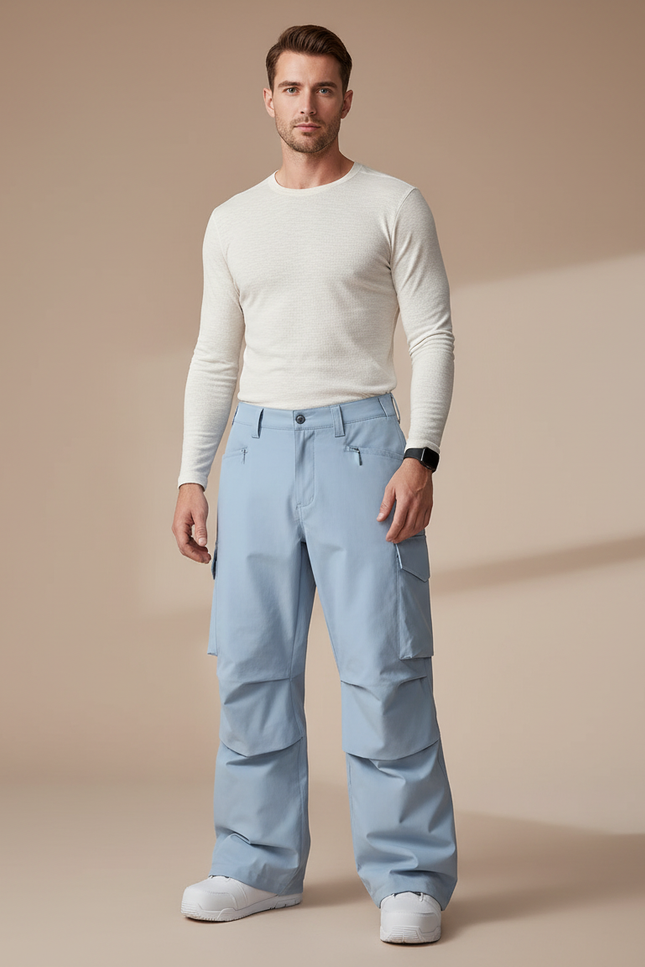 Pantalon Randonnée Bleu Cargo Ample Imperméable Homme - Polyester