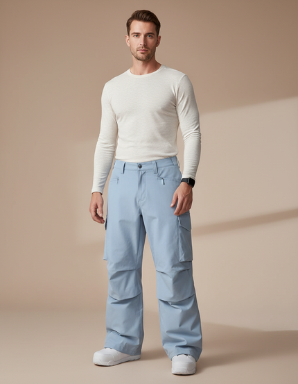 Pantalon Randonnée Bleu Cargo Ample Imperméable Homme - Polyester