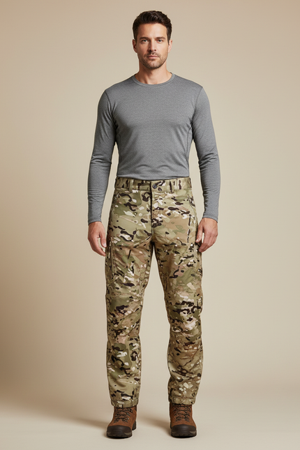 Pantalon Randonnée Camouflage Homme Tactique Multi-Poches Imperméable - Multicolore Polyester