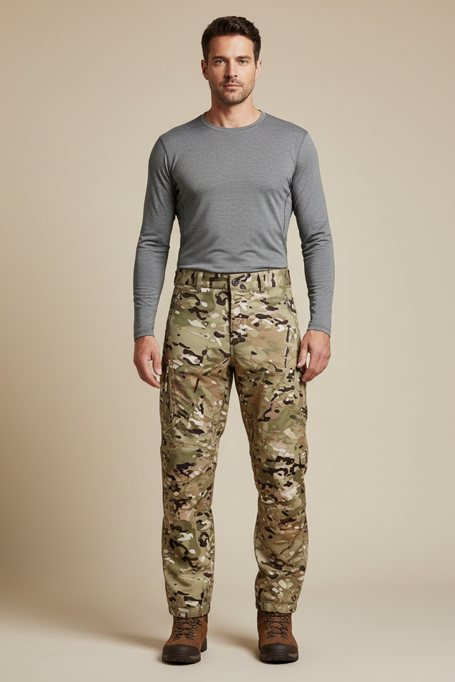 Pantalon Randonnée Camouflage Homme Tactique Multi-Poches Imperméable - Multicolore Polyester