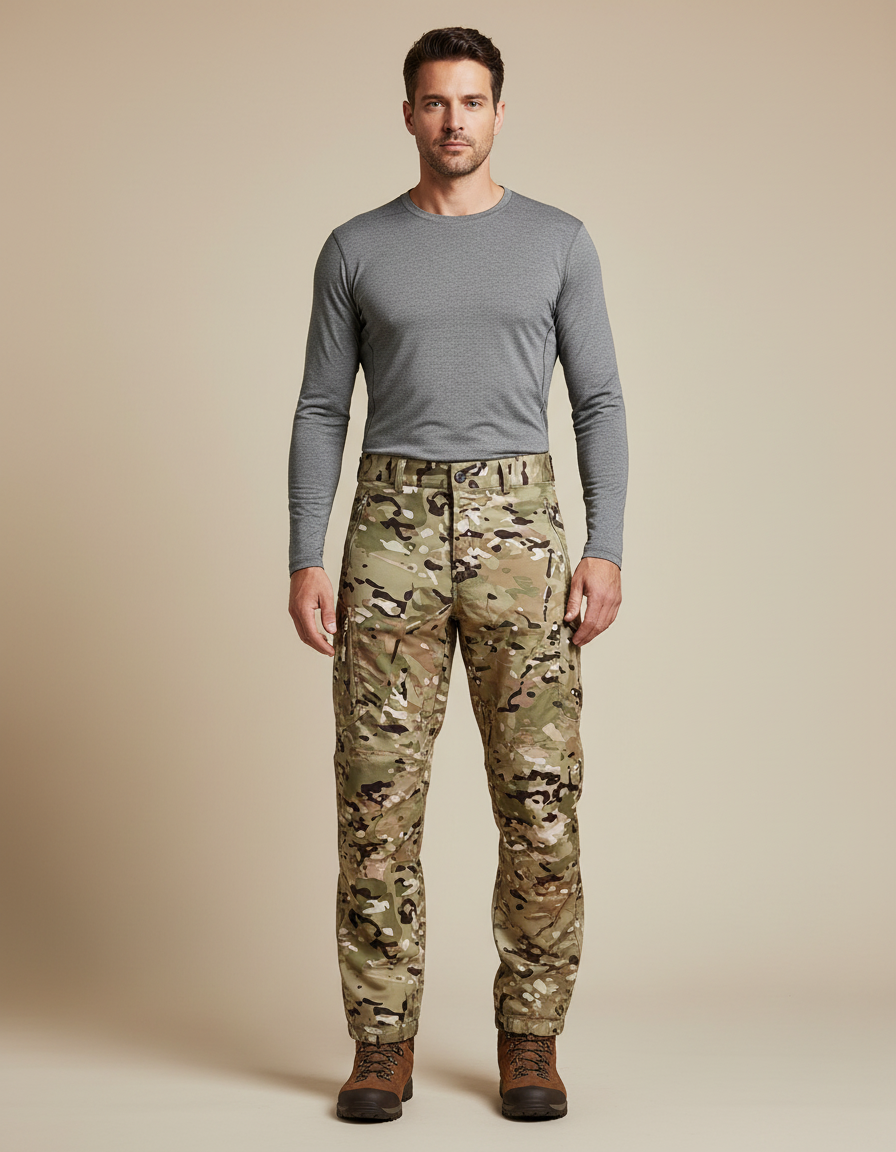 Pantalon Randonnée Camouflage Homme Tactique Multi-Poches Imperméable - Multicolore Polyester