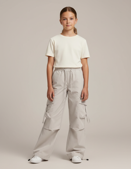 Pantalon Randonnée Gris Ample Multipoches Enfant - Polyester