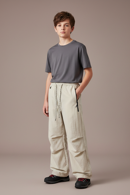 Pantalon Randonnée Beige Ample Léger Enfant - Polyester