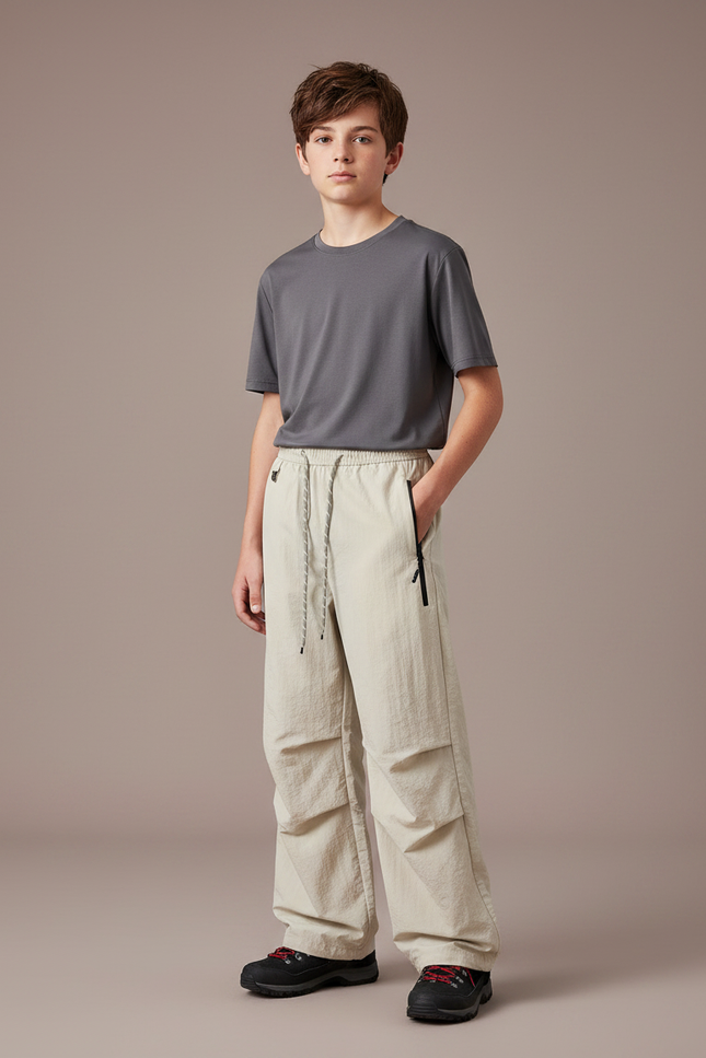 Pantalon Randonnée Beige Ample Léger Enfant - Polyester