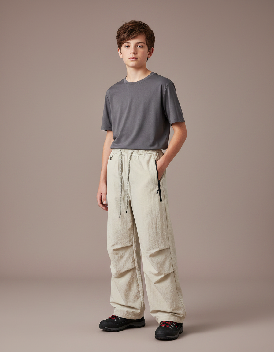 Pantalon Randonnée Beige Ample Léger Enfant - Polyester
