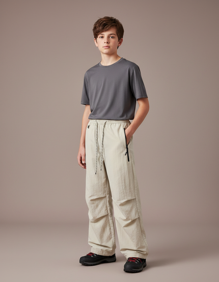 Pantalon Randonnée Beige Ample Léger Enfant - Polyester
