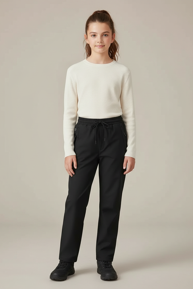 Pantalon Randonnée Noir Cargo Confortable Enfant - Polyester