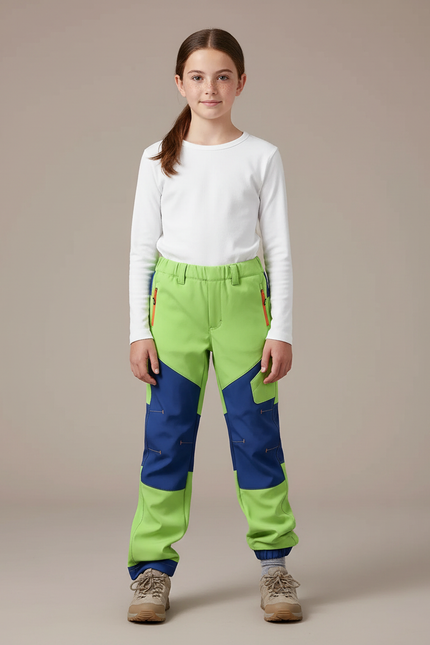 Pantalon Randonnée Vert Bleu Imperméable Enfant - Multicolore Polyester