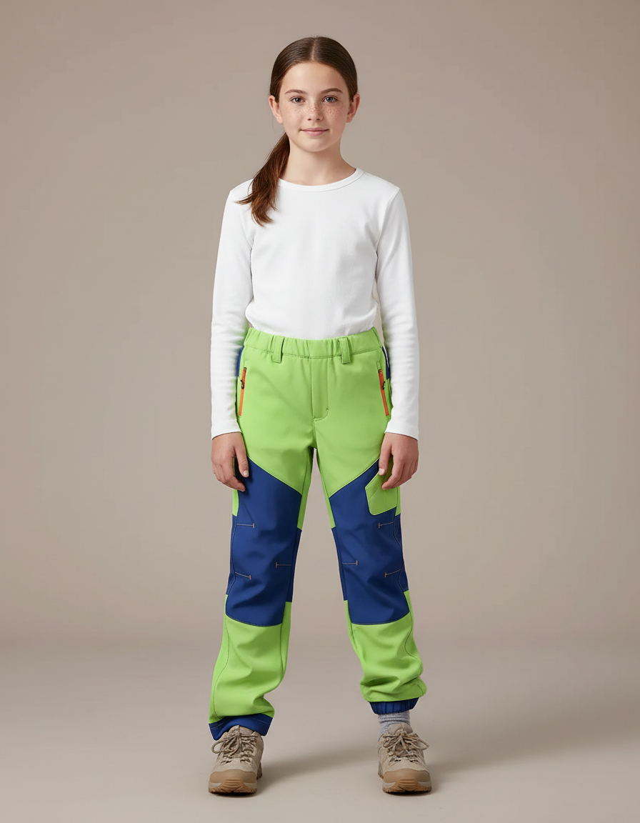 Pantalon Randonnée Vert Bleu Imperméable Enfant - Multicolore Polyester