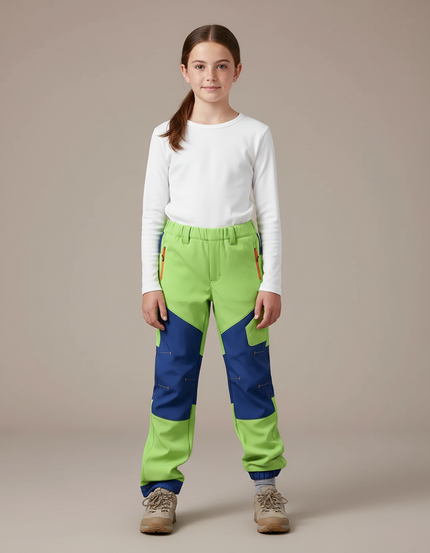 Pantalon Randonnée Vert Bleu Imperméable Enfant - Multicolore Polyester