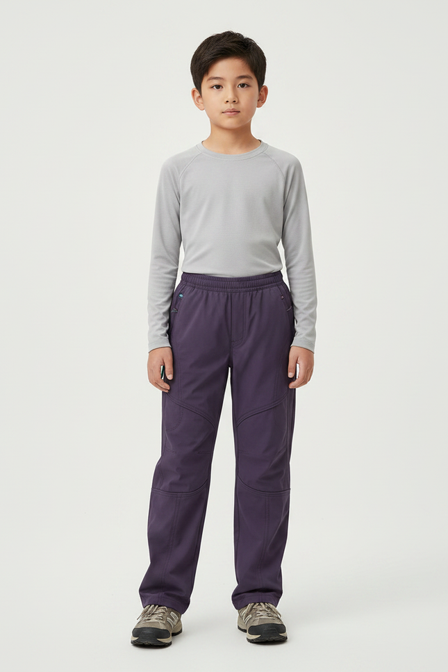 Pantalon Randonnée Violet Coupe Droite Enfant Sport - Polyester