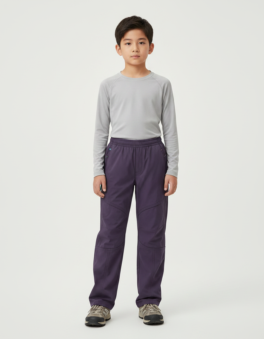 Pantalon Randonnée Violet Coupe Droite Enfant Sport - Polyester