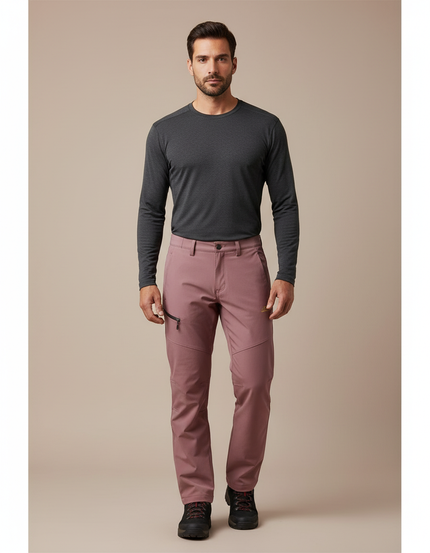 Pantalon Randonnée Rose Coupe Droite Zippé - Polyester