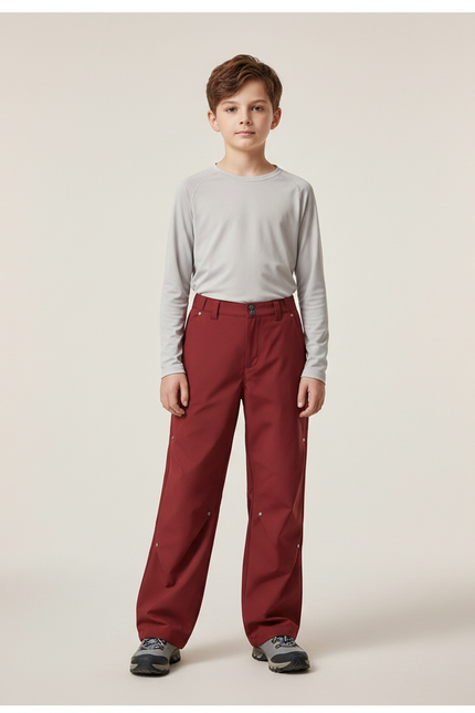 Pantalon Randonnée Bordeaux Ample Imperméable Enfant - Polyester
