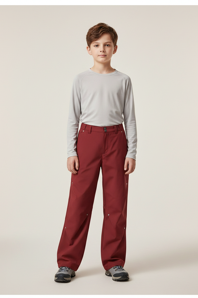 Pantalon Randonnée Bordeaux Ample Imperméable Enfant - Polyester