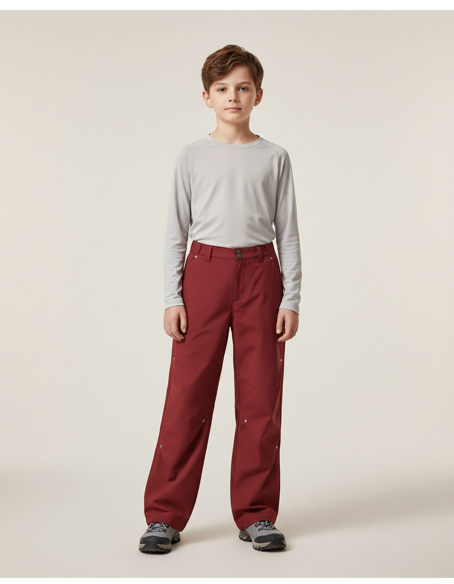Pantalon Randonnée Bordeaux Ample Imperméable Enfant - Polyester