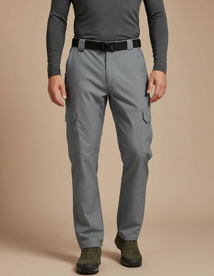 Pantalon Randonnée Cargo Gris Homme Multipoches Tactique Stretch - Polyester