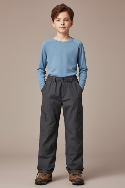 Pantalon Randonnée Gris Imperméable Ample Enfant Sport - Polyester