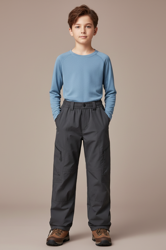 Pantalon Randonnée Gris Imperméable Ample Enfant Sport - Polyester