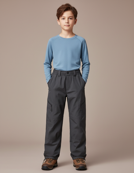 Pantalon Randonnée Gris Imperméable Ample Enfant Sport - Polyester