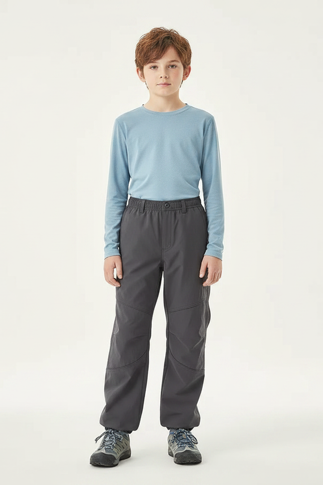 Pantalon Randonnée Gris Enfant Léger Confortable - Polyester
