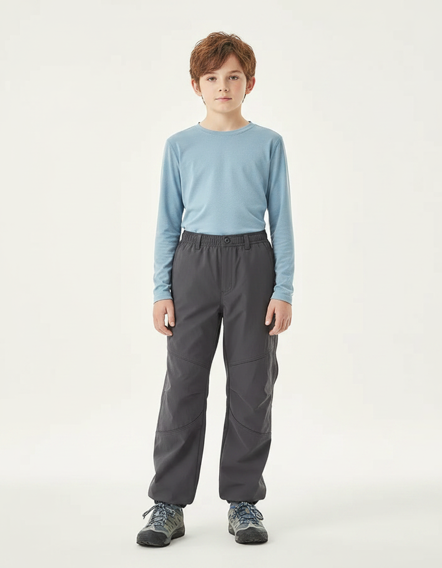 Pantalon Randonnée Gris Enfant Léger Confortable - Polyester