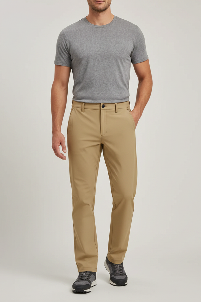 Pantalon Randonnée Beige Confortable Stretch Homme - Polyester