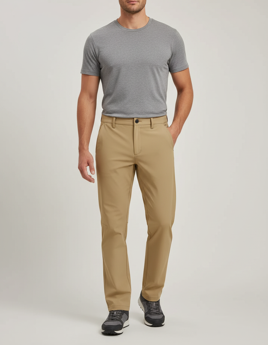 Pantalon Randonnée Beige Confortable Stretch Homme - Polyester