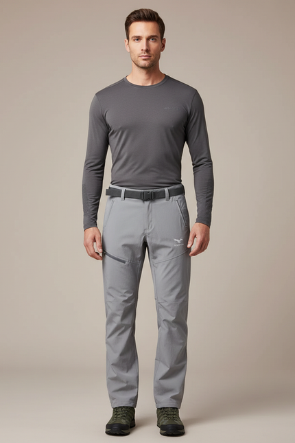 Pantalon Randonnée Gris Stretch Respirant Homme Séchage Rapide - Polyester