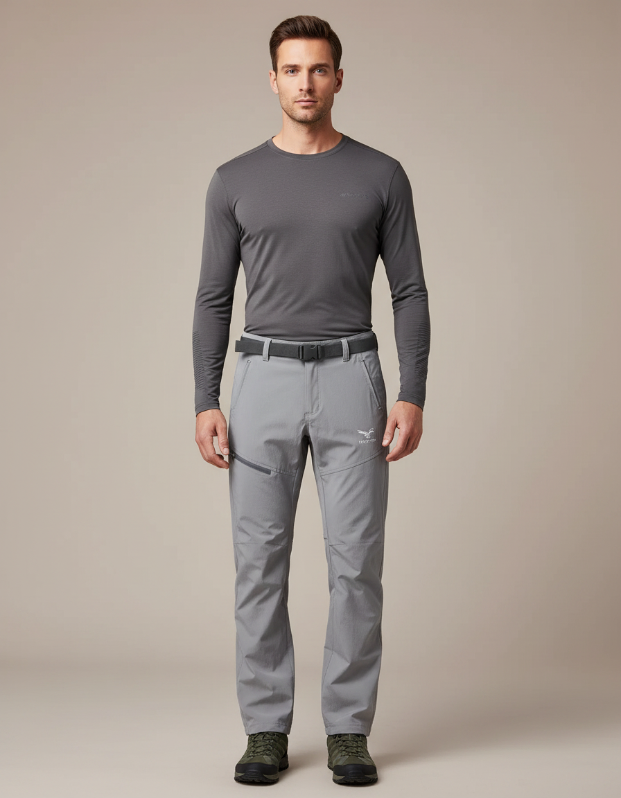 Pantalon Randonnée Gris Stretch Respirant Homme Séchage Rapide - Polyester
