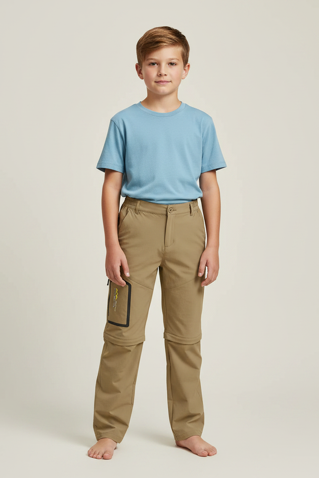 Pantalon Randonnée Convertible Kaki Enfant Léger Respirant - Polyester
