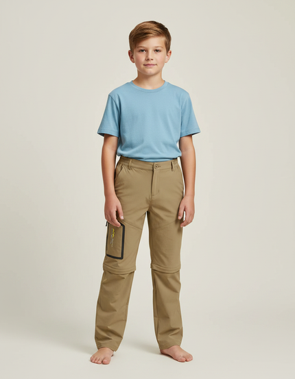 Pantalon Randonnée Convertible Kaki Enfant Léger Respirant - Polyester