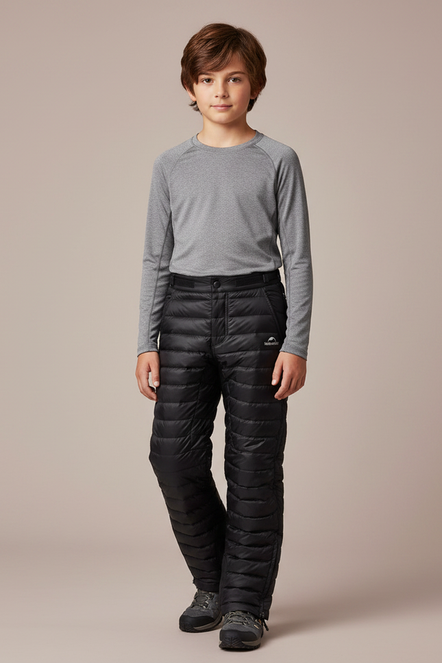 Pantalon Randonnée Noir Enfant Matelassé Léger Chaud - Polyester