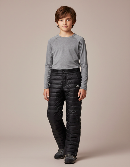 Pantalon Randonnée Noir Enfant Matelassé Léger Chaud - Polyester