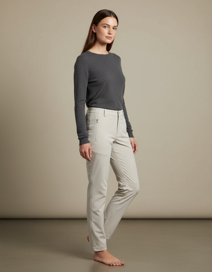 Pantalon Randonnée Beige Femme Coupe Droite Léger - Polyester