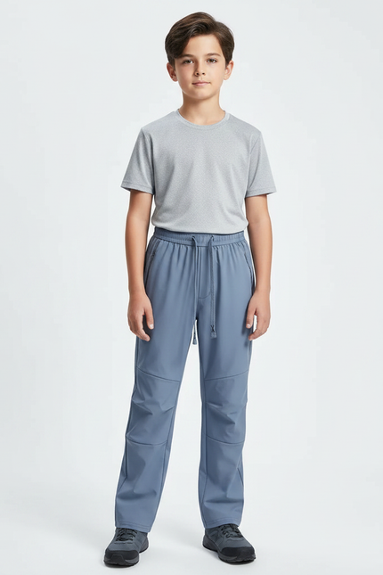 Pantalon Randonnée Enfant Bleu Cordon Léger Sport - Polyester