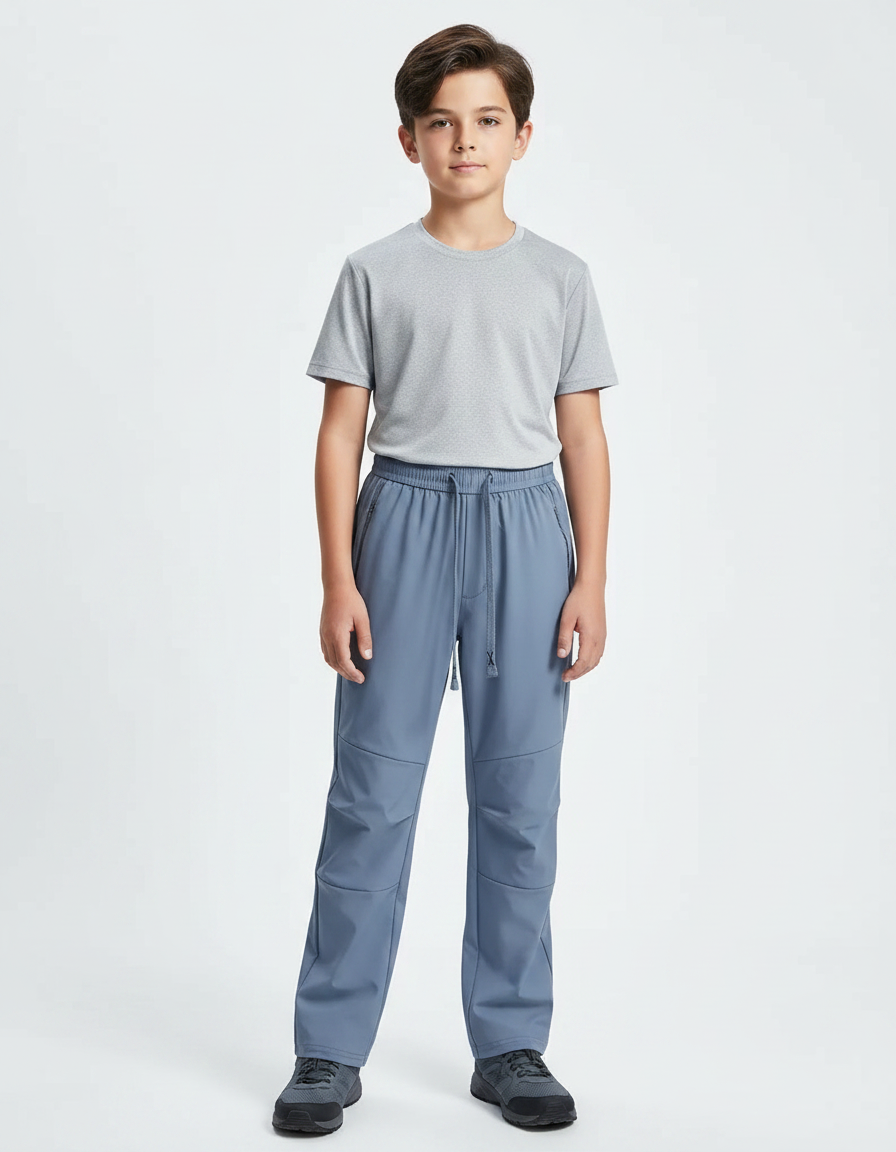 Pantalon Randonnée Enfant Bleu Cordon Léger Sport - Polyester