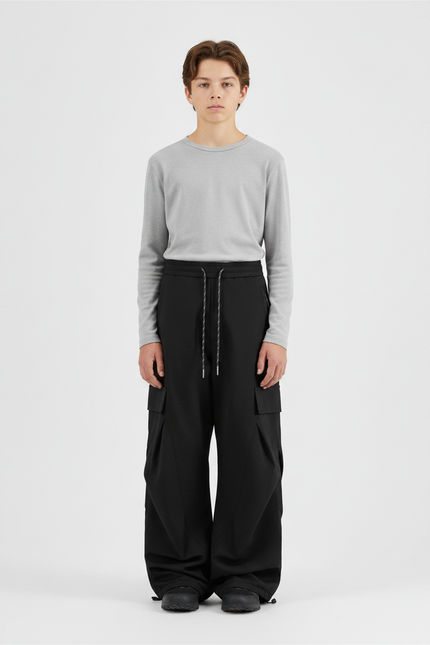 Pantalon Randonnée Noir Cargo Ample Enfant - Polyester