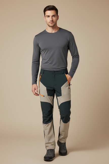 Pantalon Randonnée Homme Stretch Imperméable Léger Bicolore - Multicolore Polyester