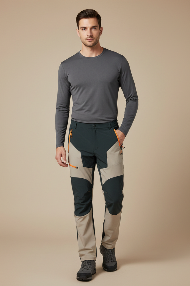 Pantalon Randonnée Homme Stretch Imperméable Léger Bicolore - Multicolore Polyester