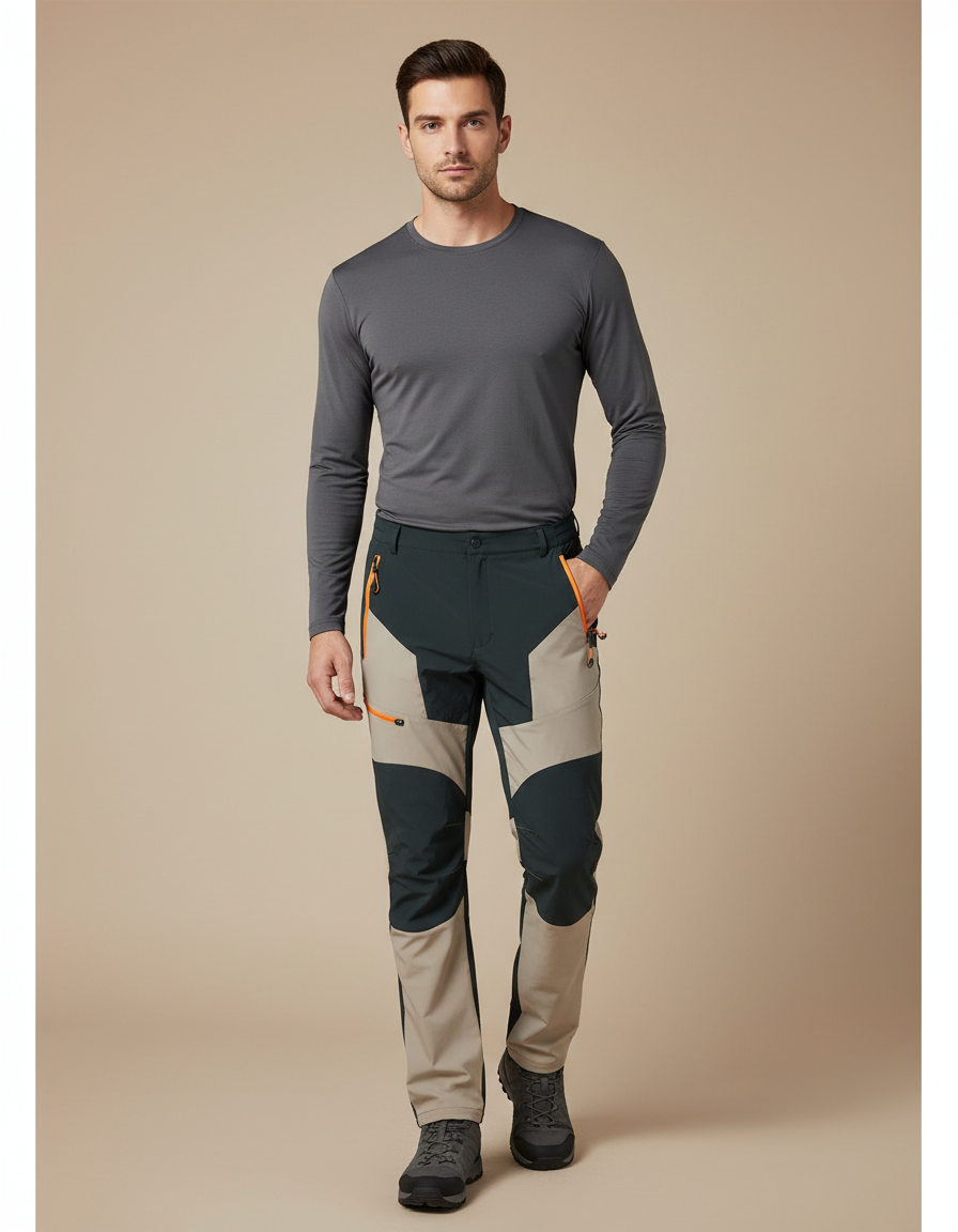 Pantalon Randonnée Homme Stretch Imperméable Léger Bicolore - Multicolore Polyester