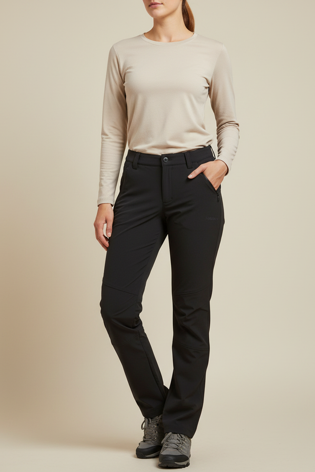 Pantalon Randonnée Noir Stretch Respirant Séchage Rapide Femme - Polyester