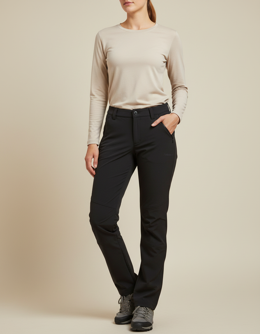 Pantalon Randonnée Noir Stretch Respirant Séchage Rapide Femme - Polyester