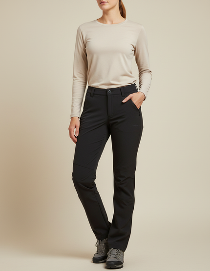 Pantalon Randonnée Noir Stretch Respirant Séchage Rapide Femme - Polyester