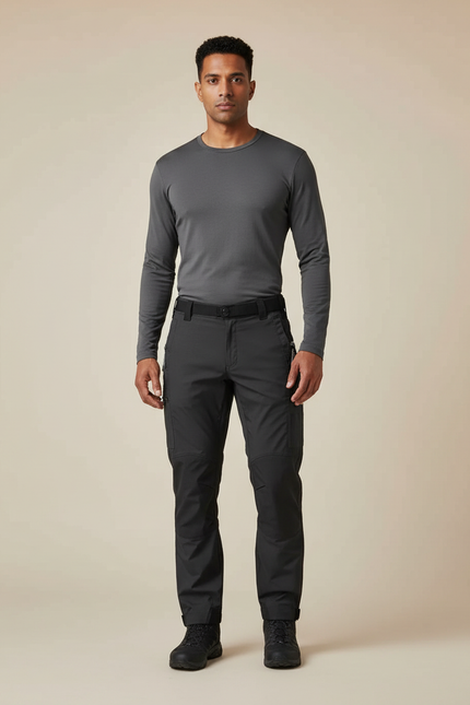 Pantalon Randonnée Noir Homme Cargo Multipoches Tactique - Polyester