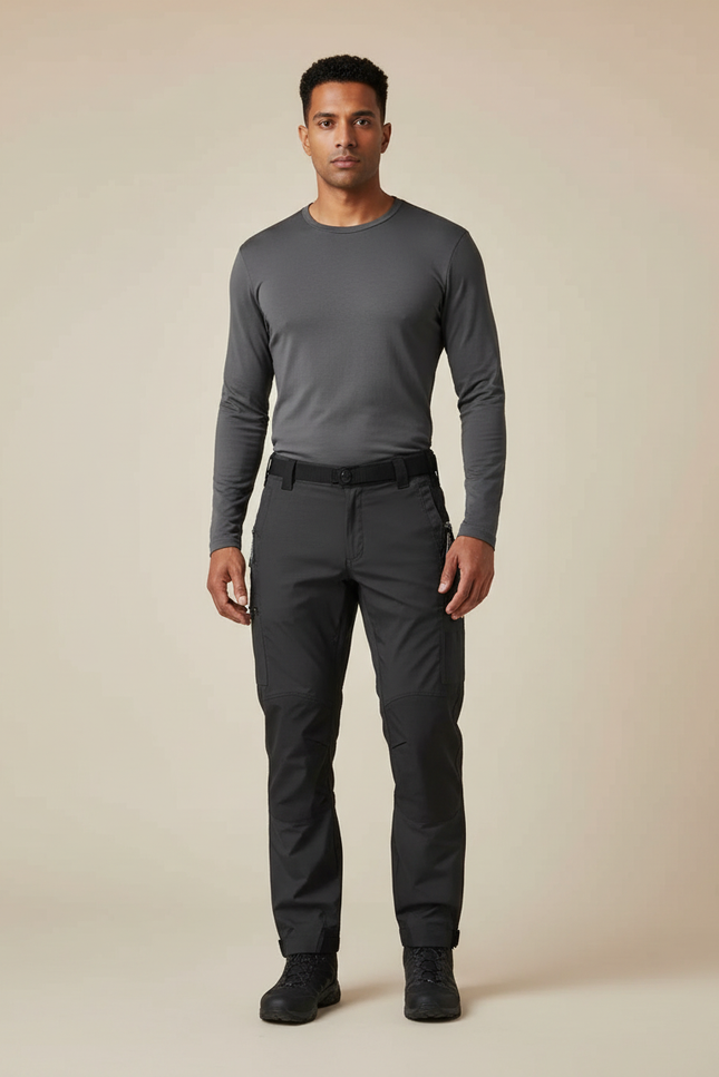 Pantalon Randonnée Noir Homme Cargo Multipoches Tactique - Polyester
