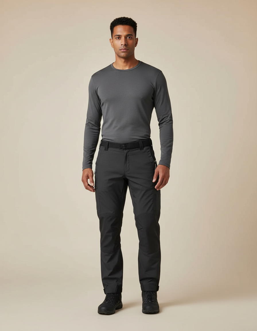 Pantalon Randonnée Noir Homme Cargo Multipoches Tactique - Polyester